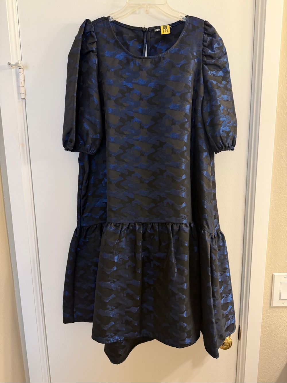 Zara  Navy and Black Textured Dress